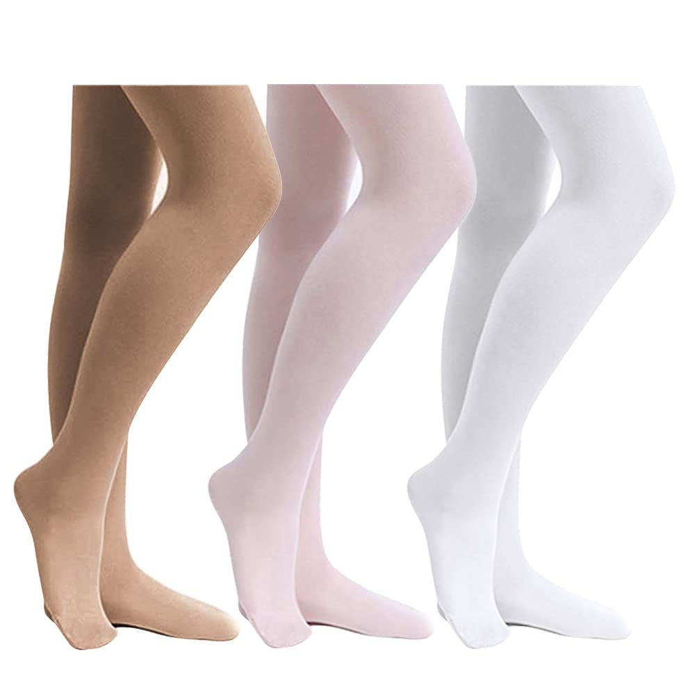 Stelle Girls' Footed Ballet Tights for Dance Class Toddler Kids 2T-15Y