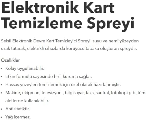 Selsil Elektronik Devre Kart Temizleyici 500 ml Yağsız