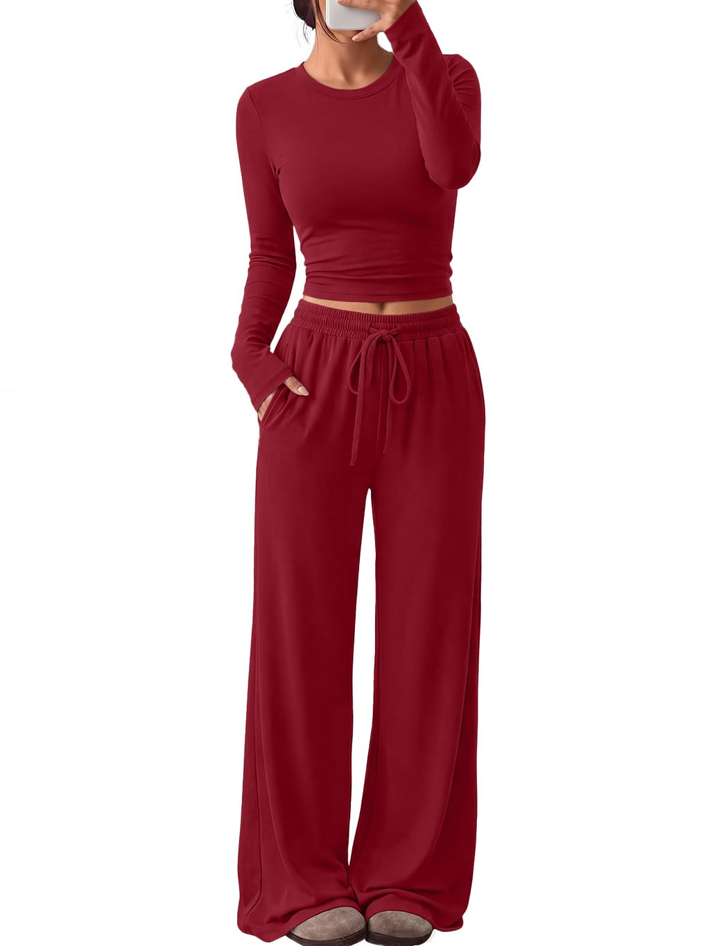 Trendy Queen Women's 2 Piece 2026 Fall Fashion Lounge Set with Pockets