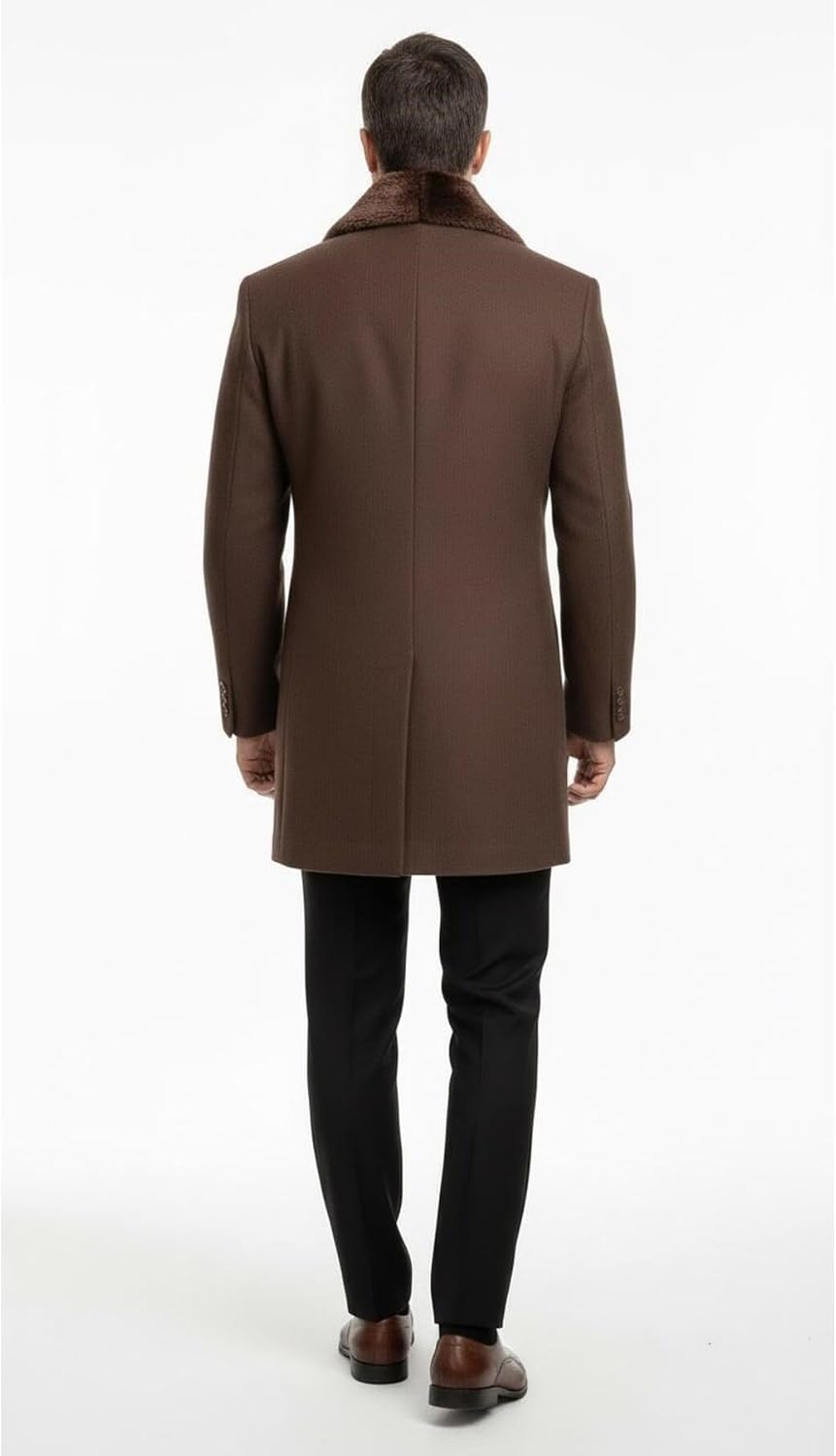 Plus Scorpion Erkek Uzun Kaşe Kaban Palto Mont Çıkartılabilir Kürk Yaka Astarlı Cepli Slim Fit, PRA-13283702-768191