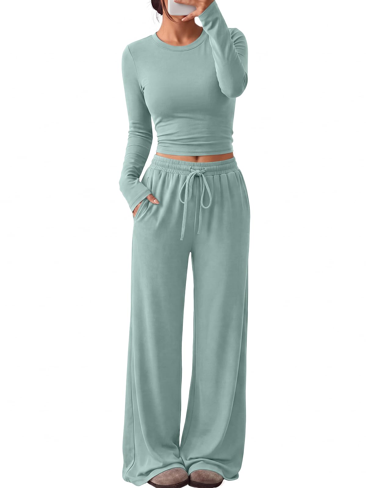 Trendy Queen Women's 2 Piece 2026 Fall Fashion Lounge Set with Pockets