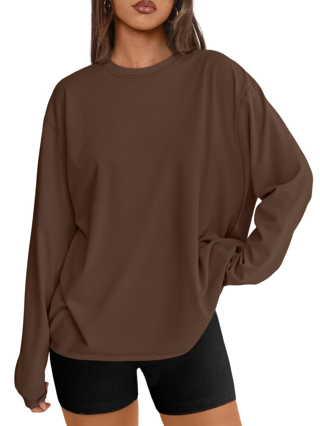 Trendy Queen Womens Oversized Long Sleeve Shirts Fall Tops 2026 Basic Tees