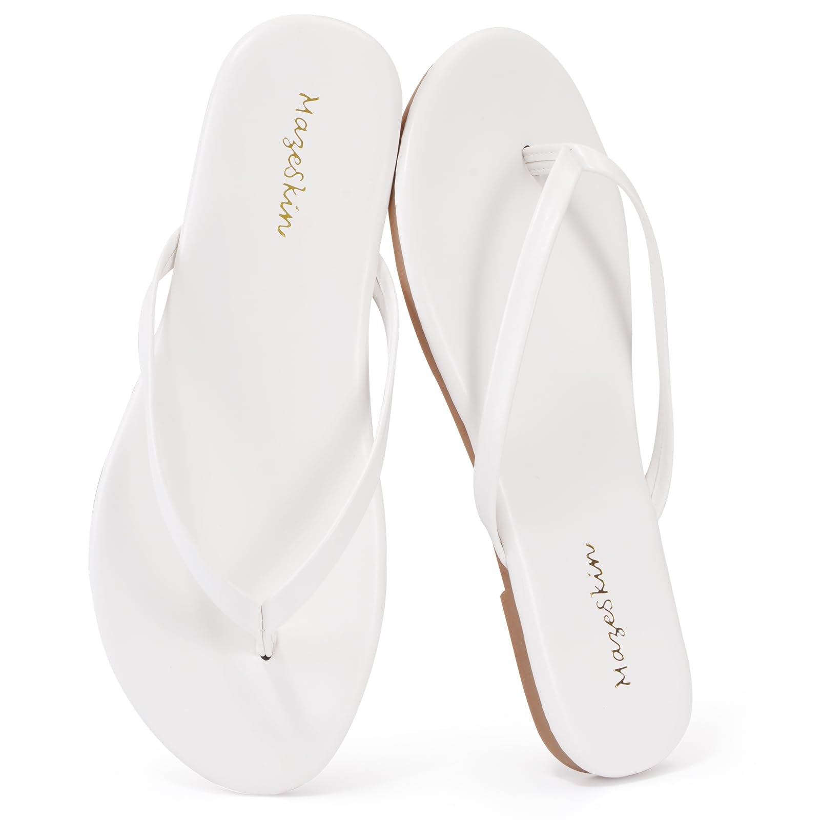 mazeskin Womens Memory Foam Flip Flops Flat Thong Sandals
