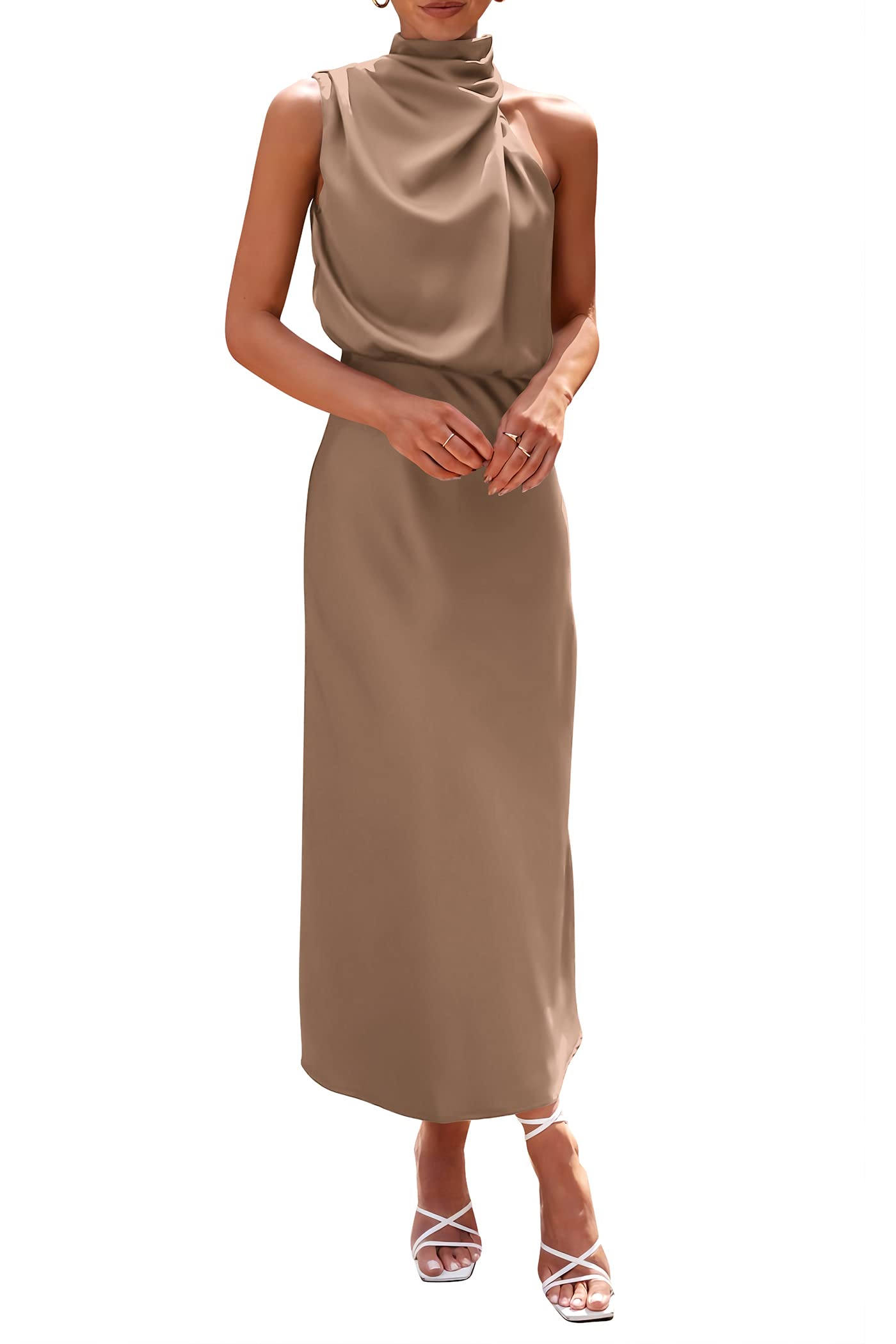 PRETTYGARDEN Women's Summer Satin Maxi Cocktail Dress