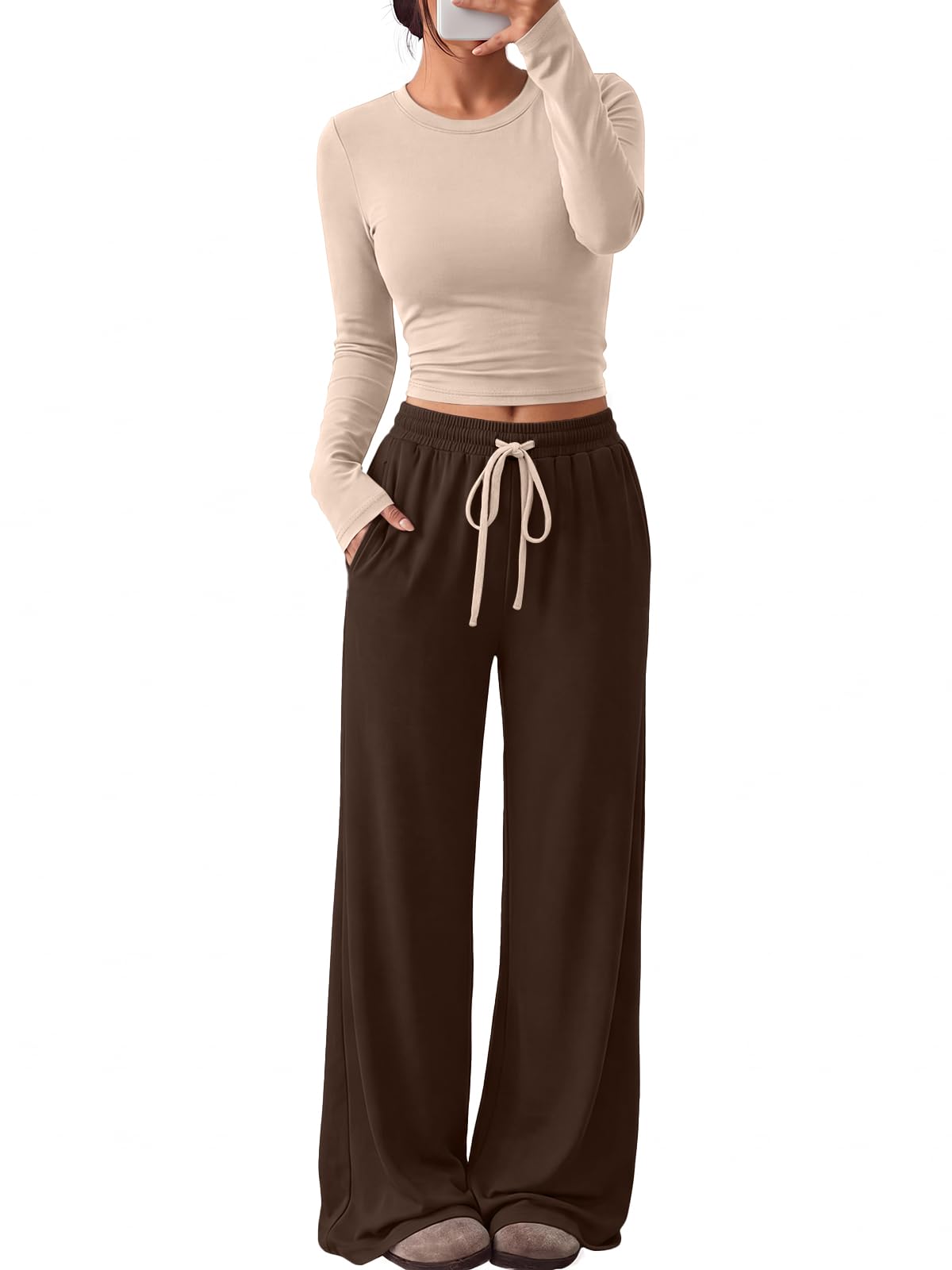 Trendy Queen Women's 2 Piece 2026 Fall Fashion Lounge Set with Pockets