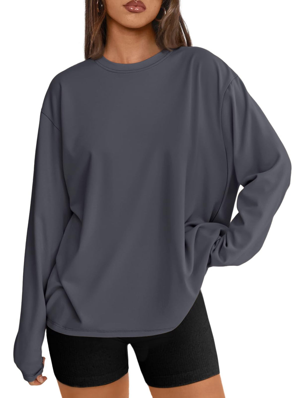 Trendy Queen Womens Oversized Long Sleeve Shirts Fall Tops 2026 Basic Tees