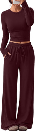 Trendy Queen Women's 2 Piece 2026 Fall Fashion Lounge Set with Pockets
