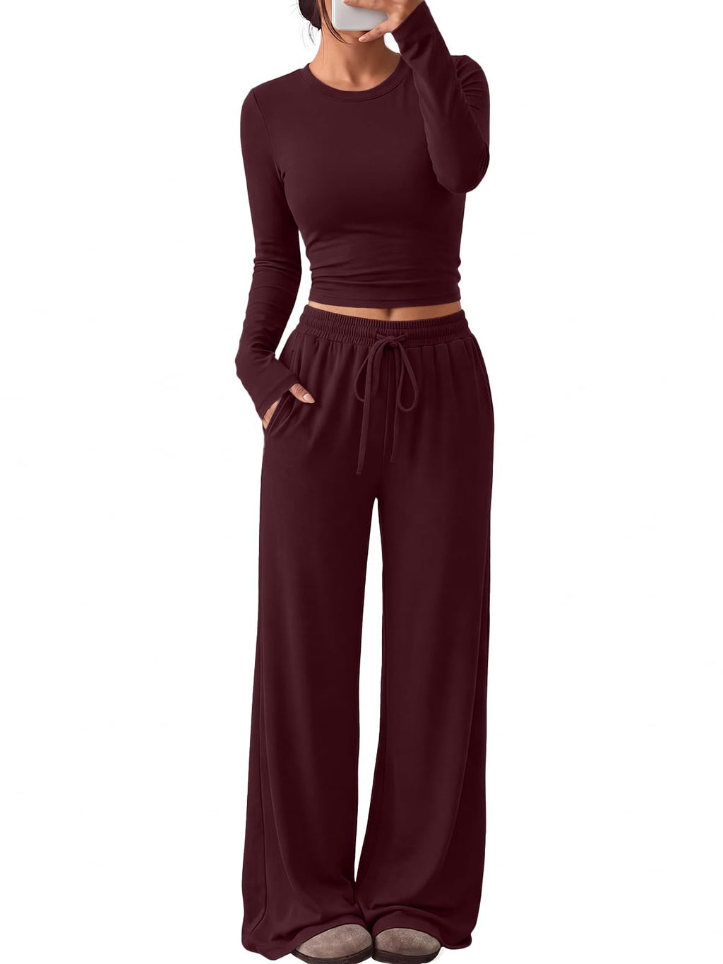 Trendy Queen Women's 2 Piece 2026 Fall Fashion Lounge Set with Pockets