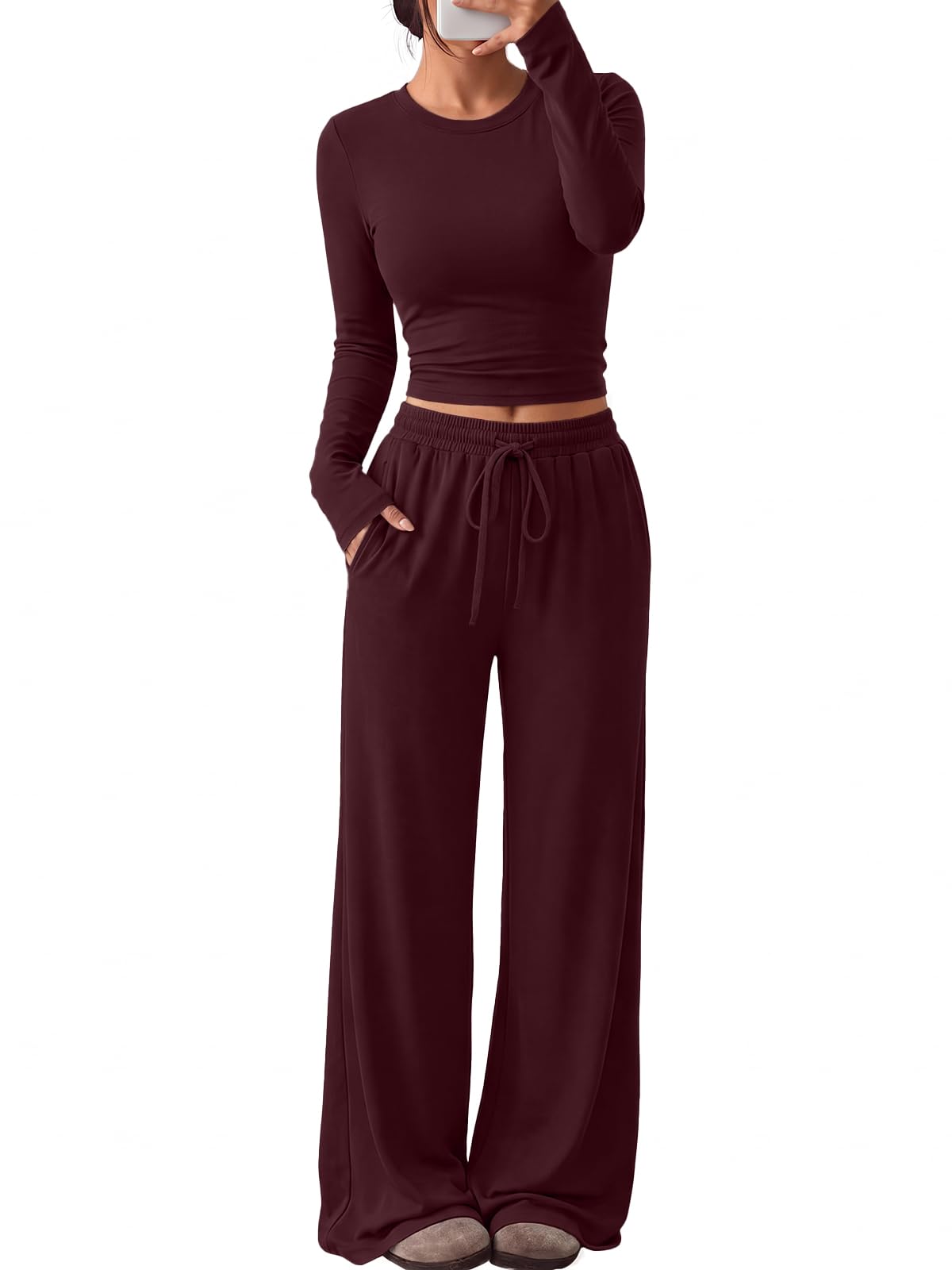 Trendy Queen Women's 2 Piece 2026 Fall Fashion Lounge Set with Pockets