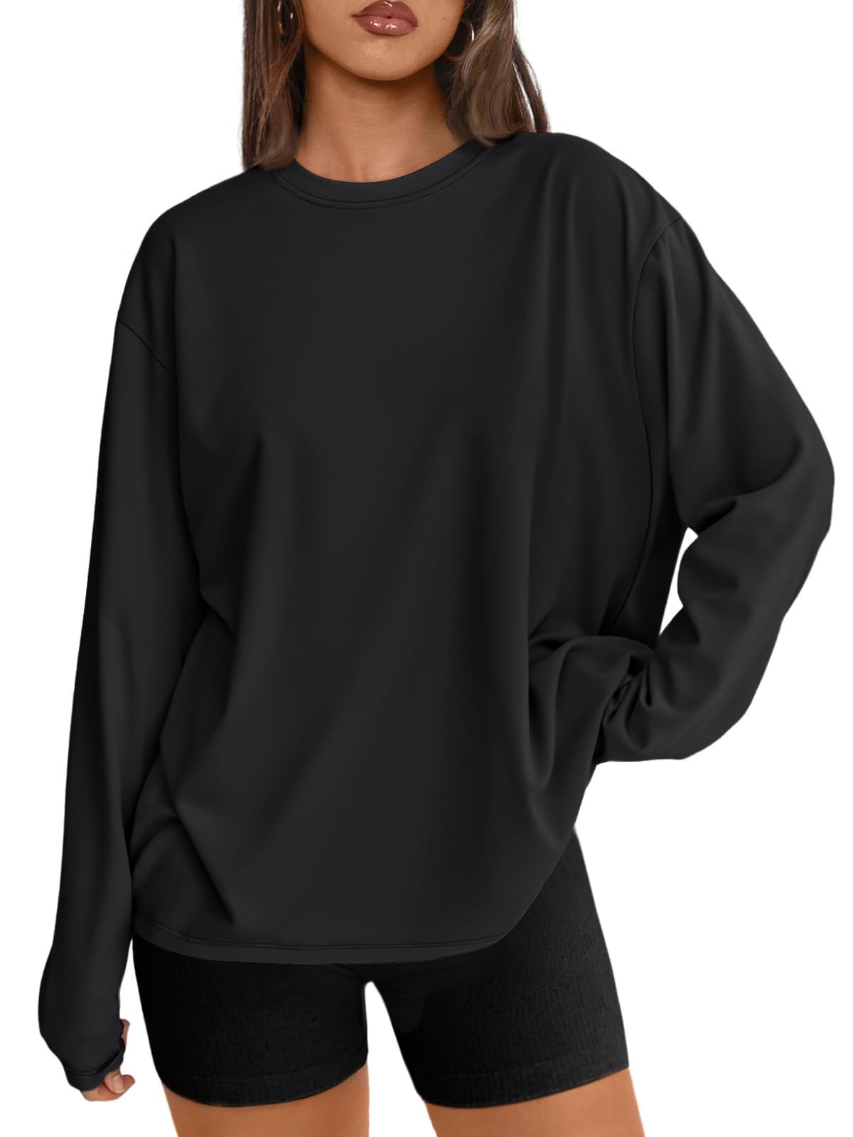 Trendy Queen Womens Oversized Long Sleeve Shirts Fall Tops 2026 Basic Tees
