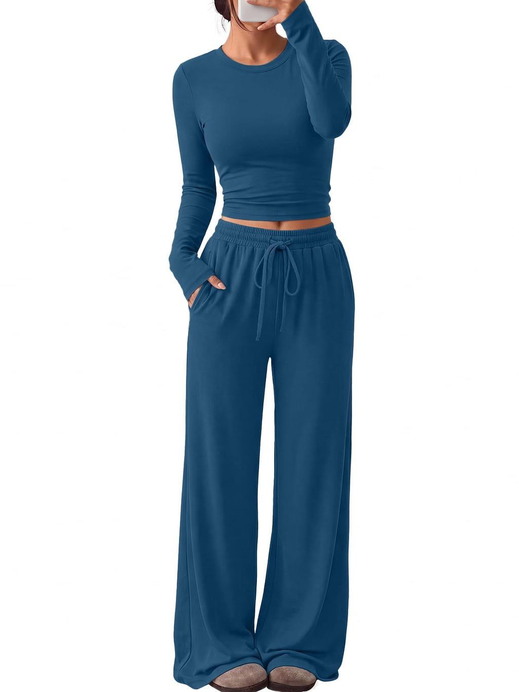 Trendy Queen Women's 2 Piece 2026 Fall Fashion Lounge Set with Pockets
