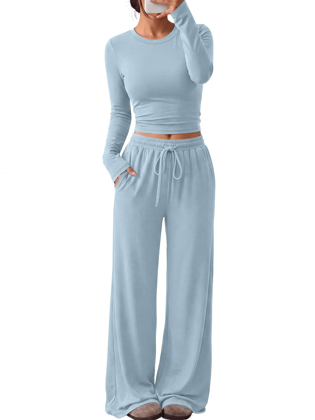 Trendy Queen Women's 2 Piece 2026 Fall Fashion Lounge Set with Pockets