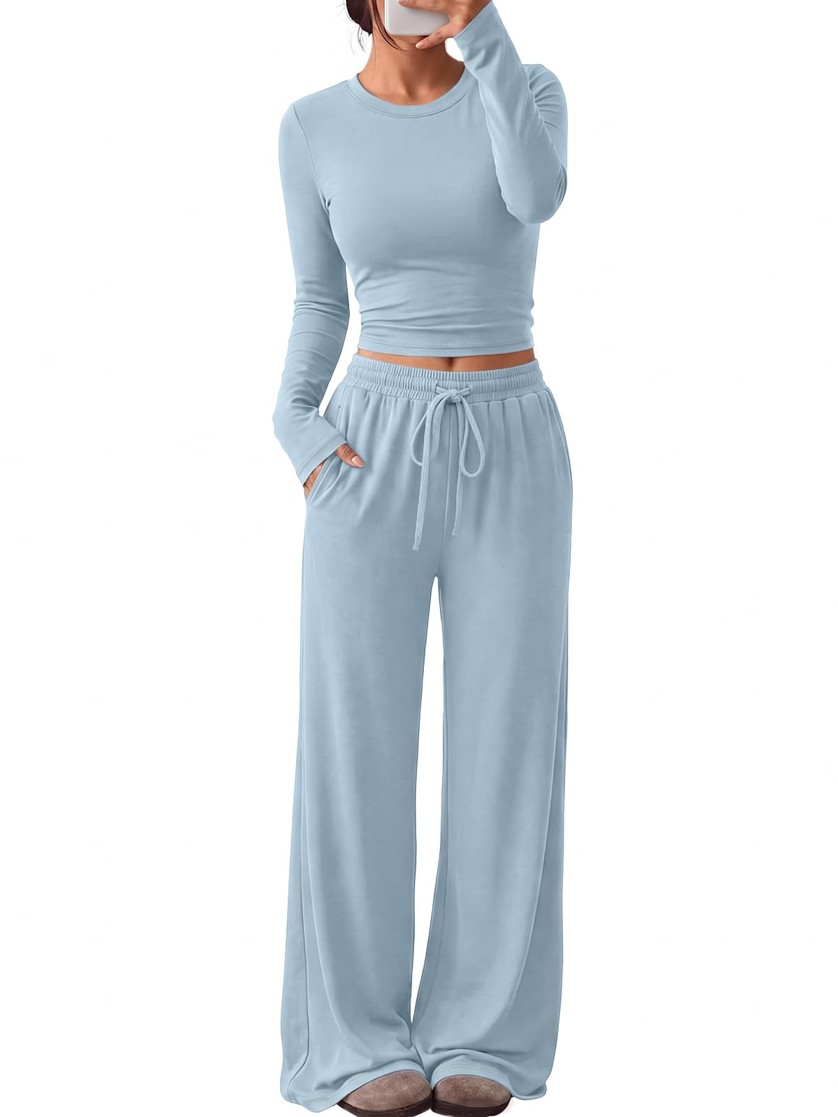 Trendy Queen Women's 2 Piece 2026 Fall Fashion Lounge Set with Pockets