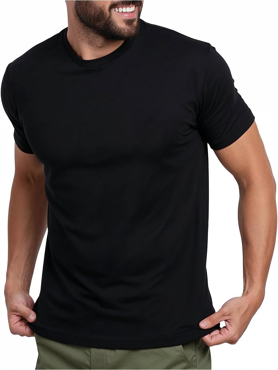 Mens T Shirts Soft Cotton Crew Neck Athletic Fit Casual Tees S-4XL