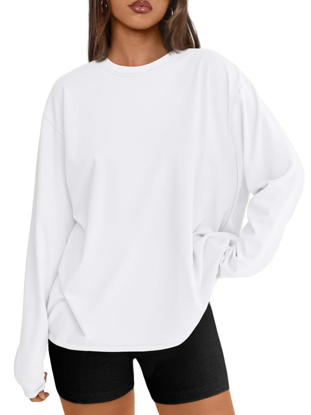 Trendy Queen Womens Oversized Long Sleeve Shirts Fall Tops 2026 Basic Tees