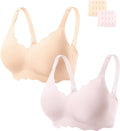 COCOMARTS Jelly Bras for Women No Underwire Scalloped Wireless Push Up Bra