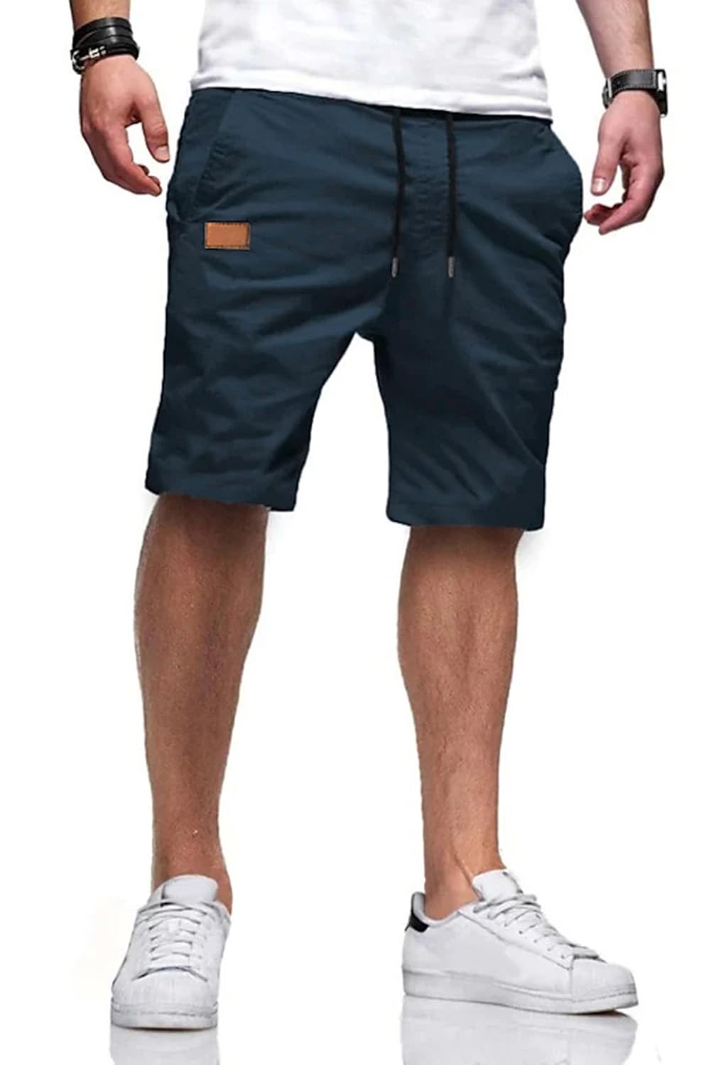 JMIERR Mens Cotton Stretch Shorts Casual Drawstring Twill Chino Shorts