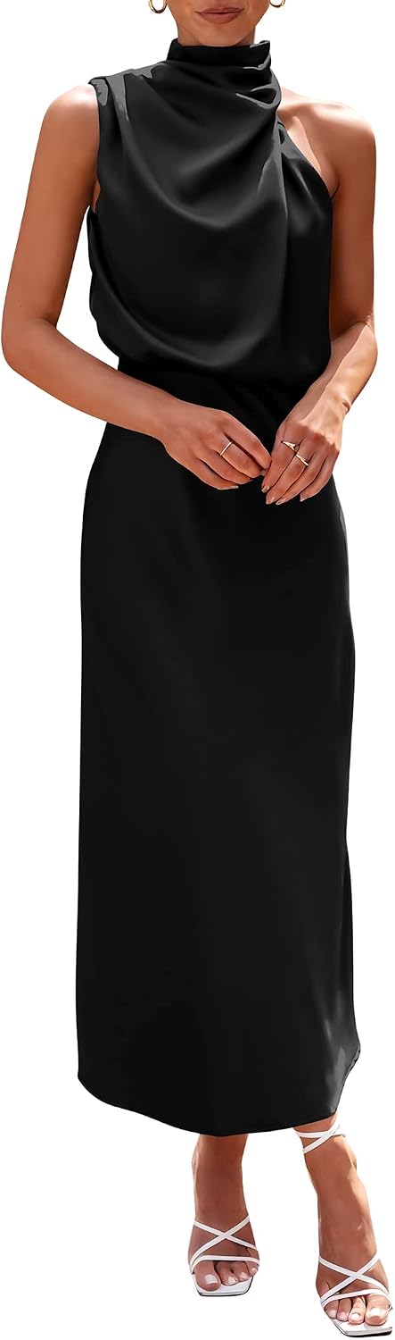 PRETTYGARDEN Women's Summer Satin Maxi Cocktail Dress