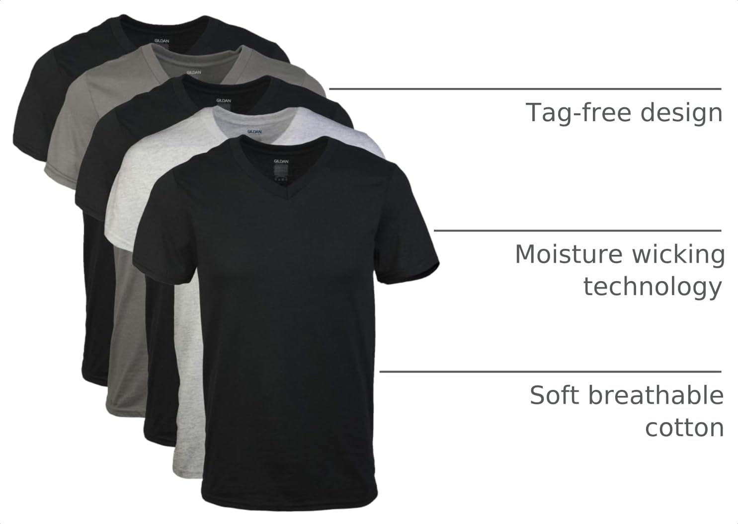 Gildan Men's V-Neck T-Shirts, Multipack, Style G1103