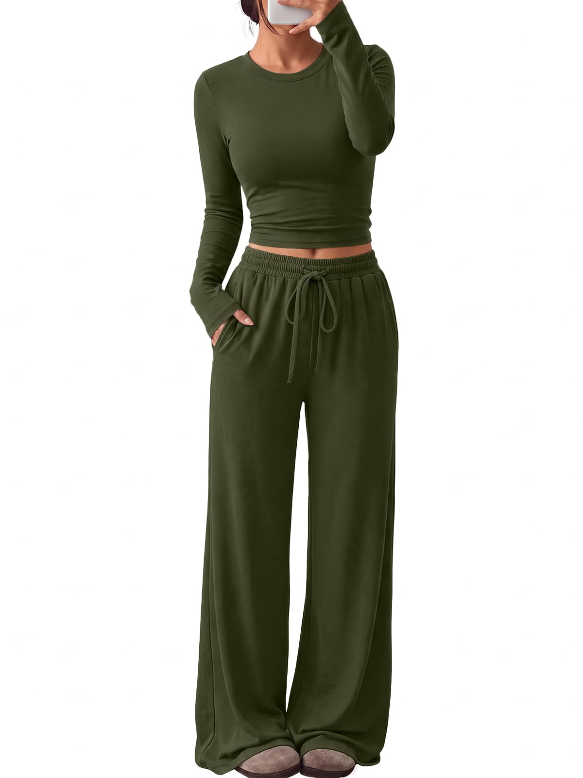 Trendy Queen Women's 2 Piece 2026 Fall Fashion Lounge Set with Pockets