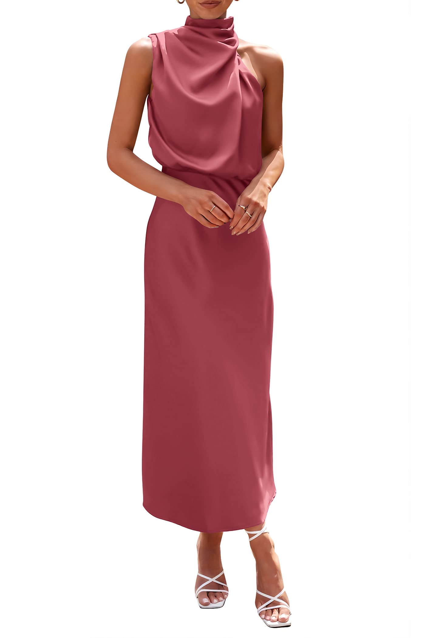 PRETTYGARDEN Women's Summer Satin Maxi Cocktail Dress