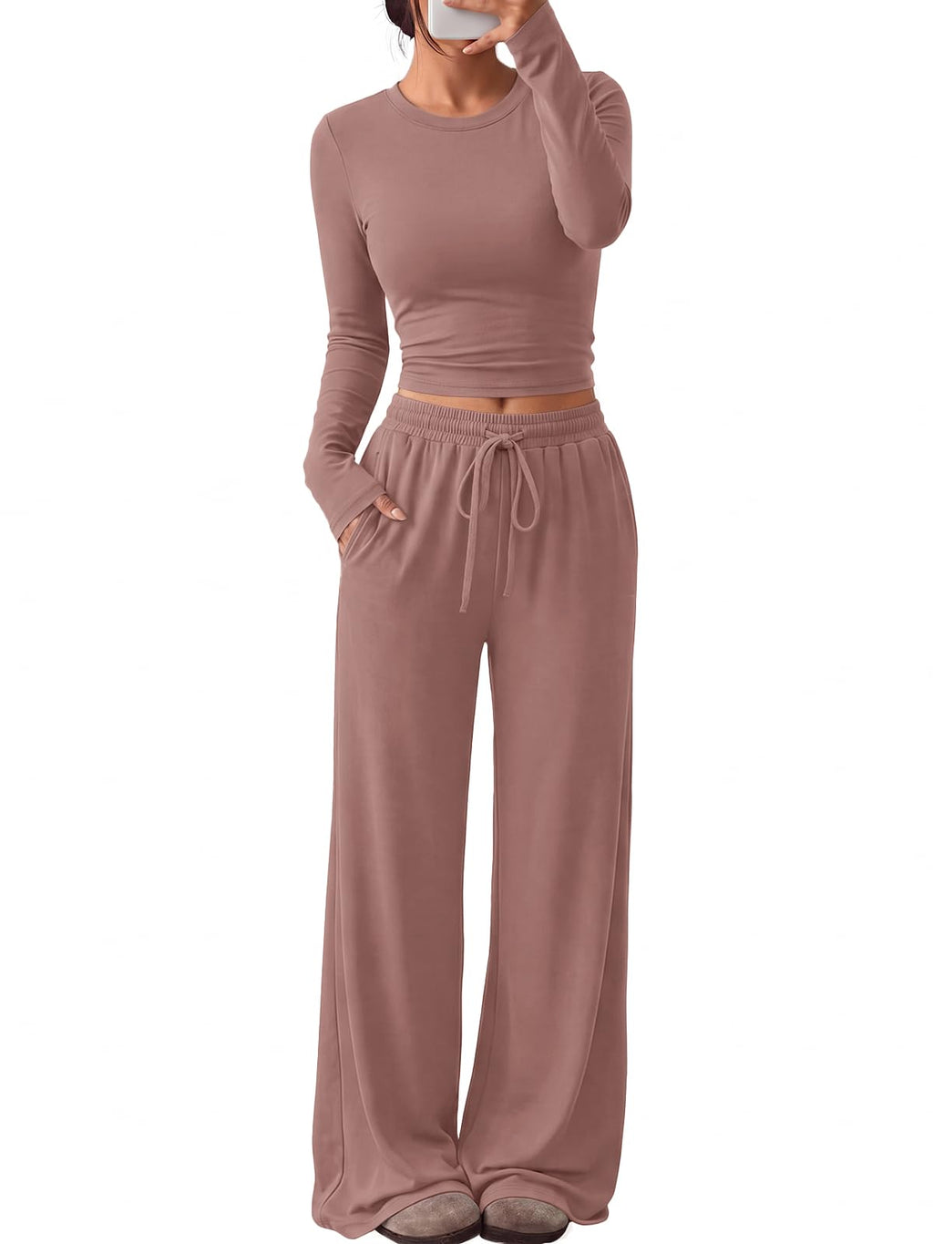 Trendy Queen Women's 2 Piece 2026 Fall Fashion Lounge Set with Pockets