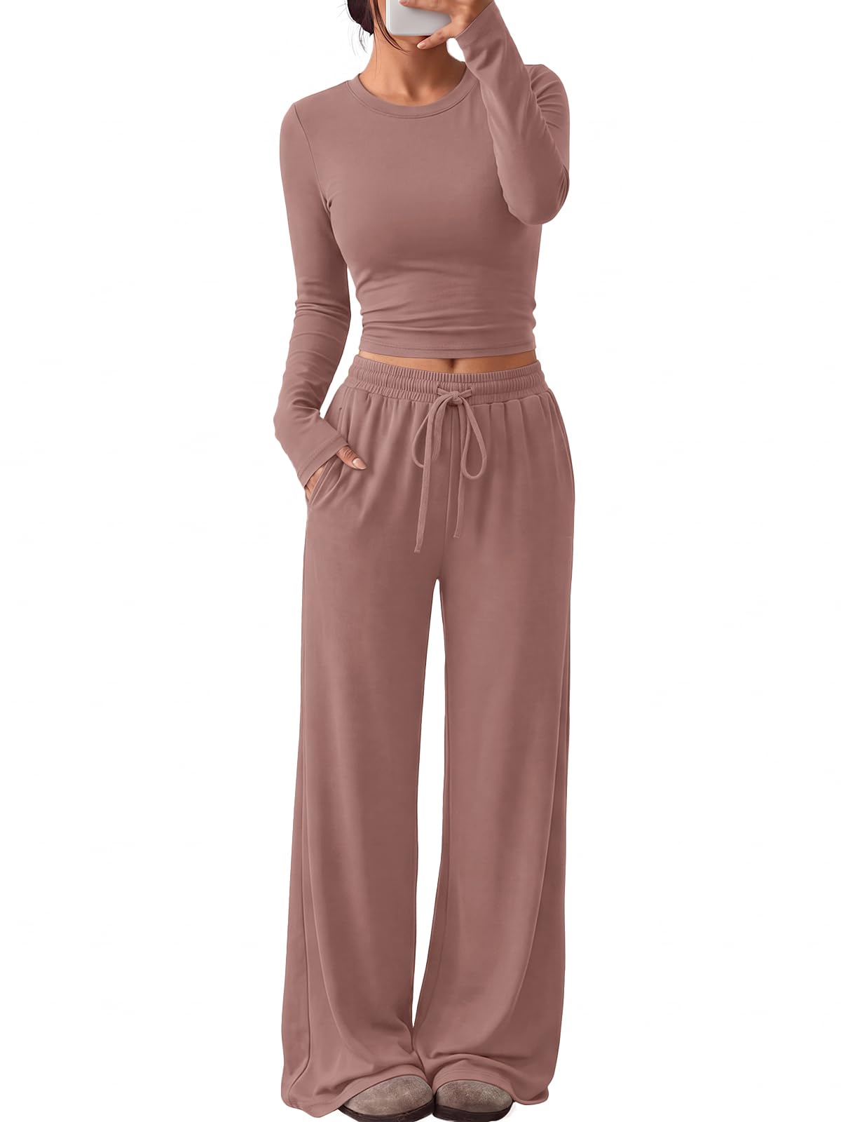Trendy Queen Women's 2 Piece 2026 Fall Fashion Lounge Set with Pockets