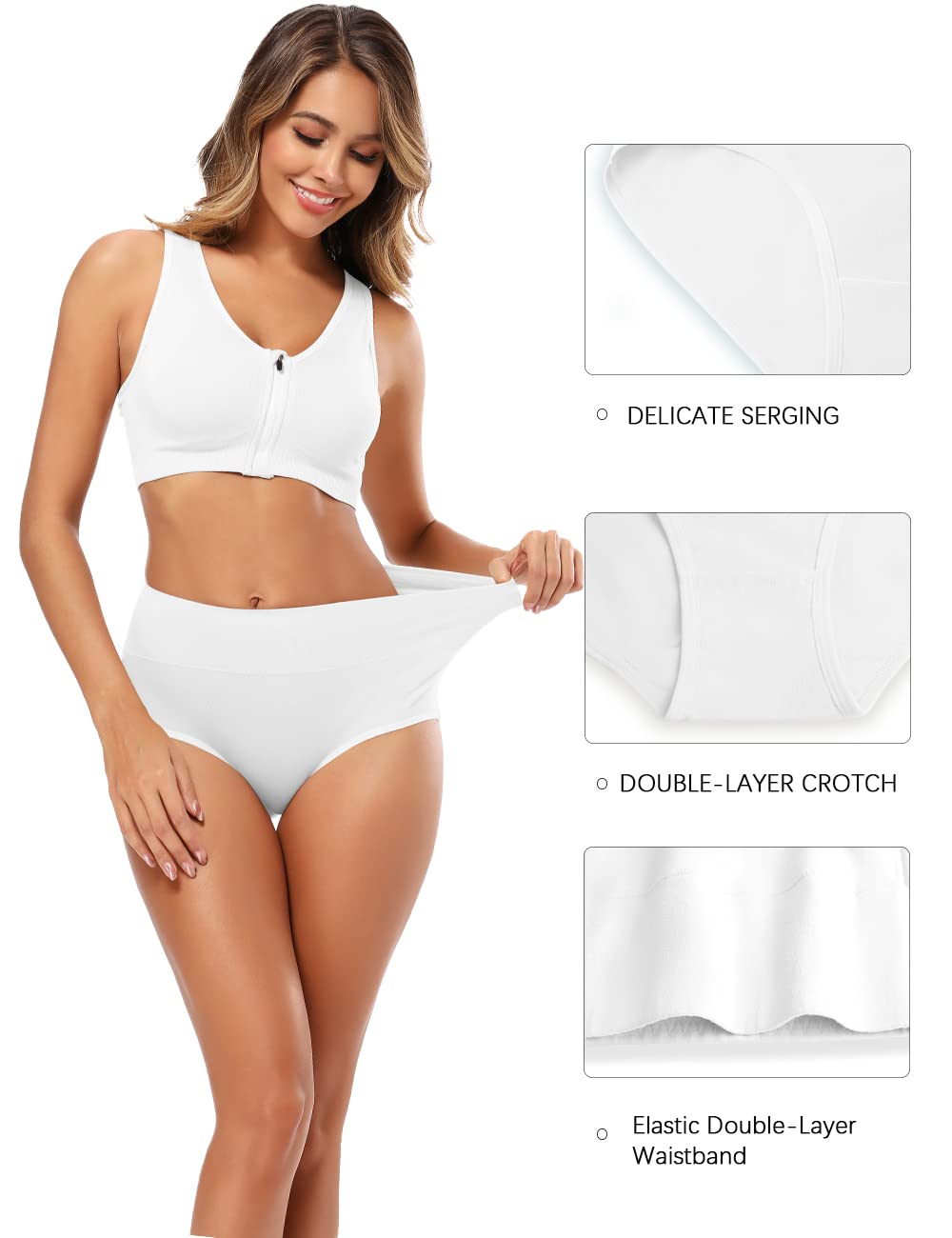 Molasus Women's Cotton Underwear High Waisted Full Coverage Ladies Panties (Regular & Plus Size)