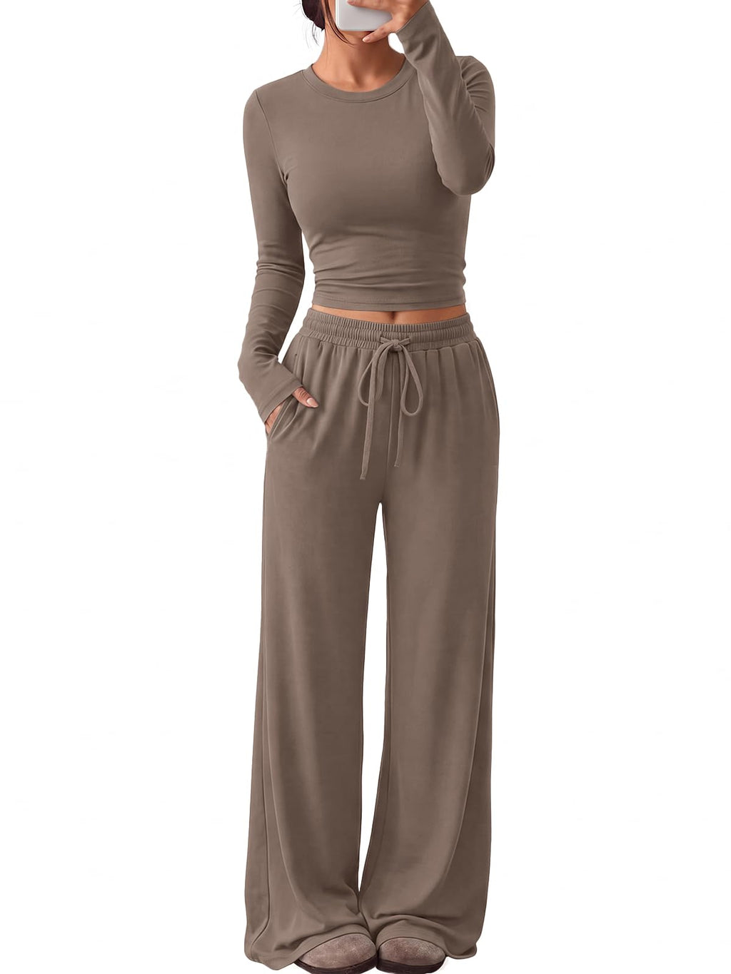 Trendy Queen Women's 2 Piece 2026 Fall Fashion Lounge Set with Pockets