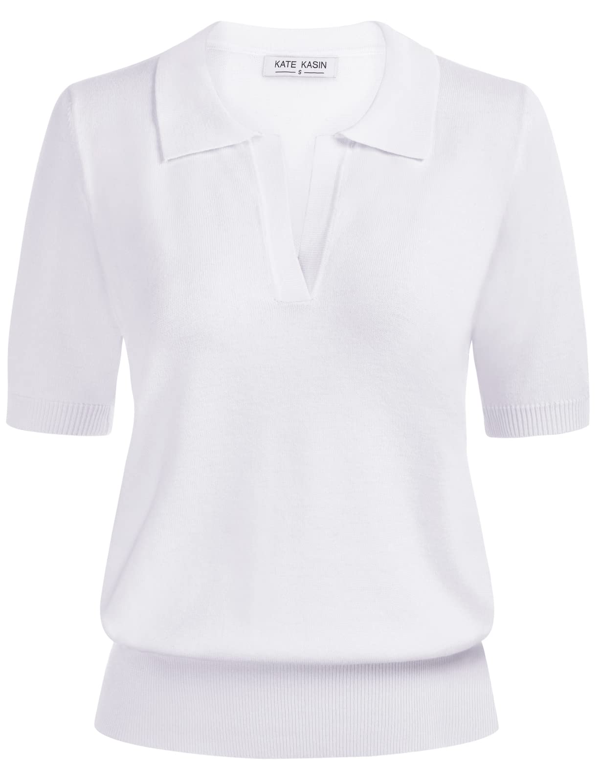 Women's Short Sleeve Classic V Neck Collared Casual Polo Sweater Tops