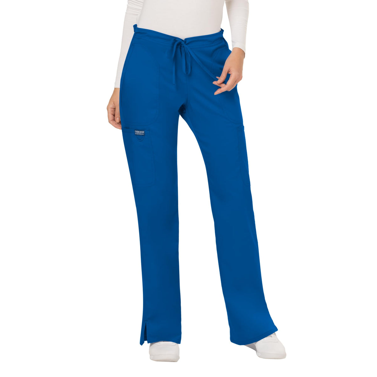 Cherokee Scrub Pants for Women Mid Rise Flare Yoga Scrubs Pant, 2-Way Stretch Drawstring Medical Bottoms, 5 Pockets-WW120