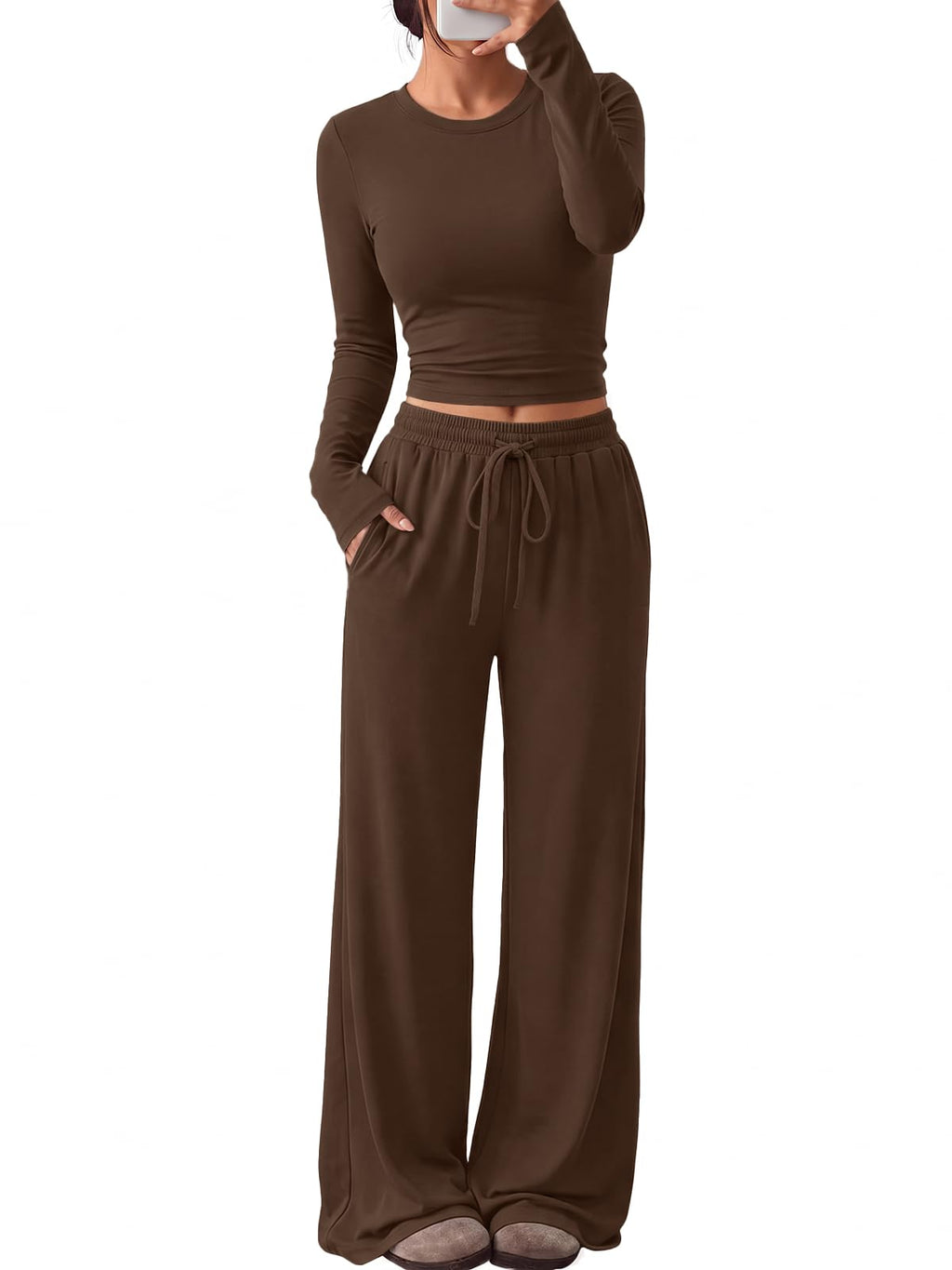 Trendy Queen Women's 2 Piece 2026 Fall Fashion Lounge Set with Pockets