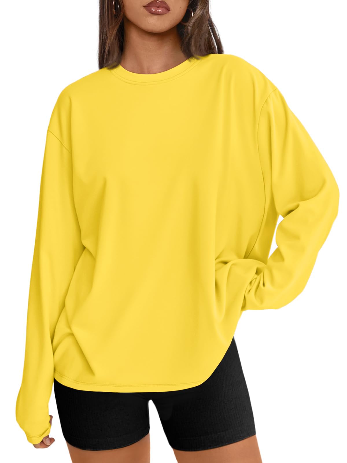 Trendy Queen Womens Oversized Long Sleeve Shirts Fall Tops 2026 Basic Tees