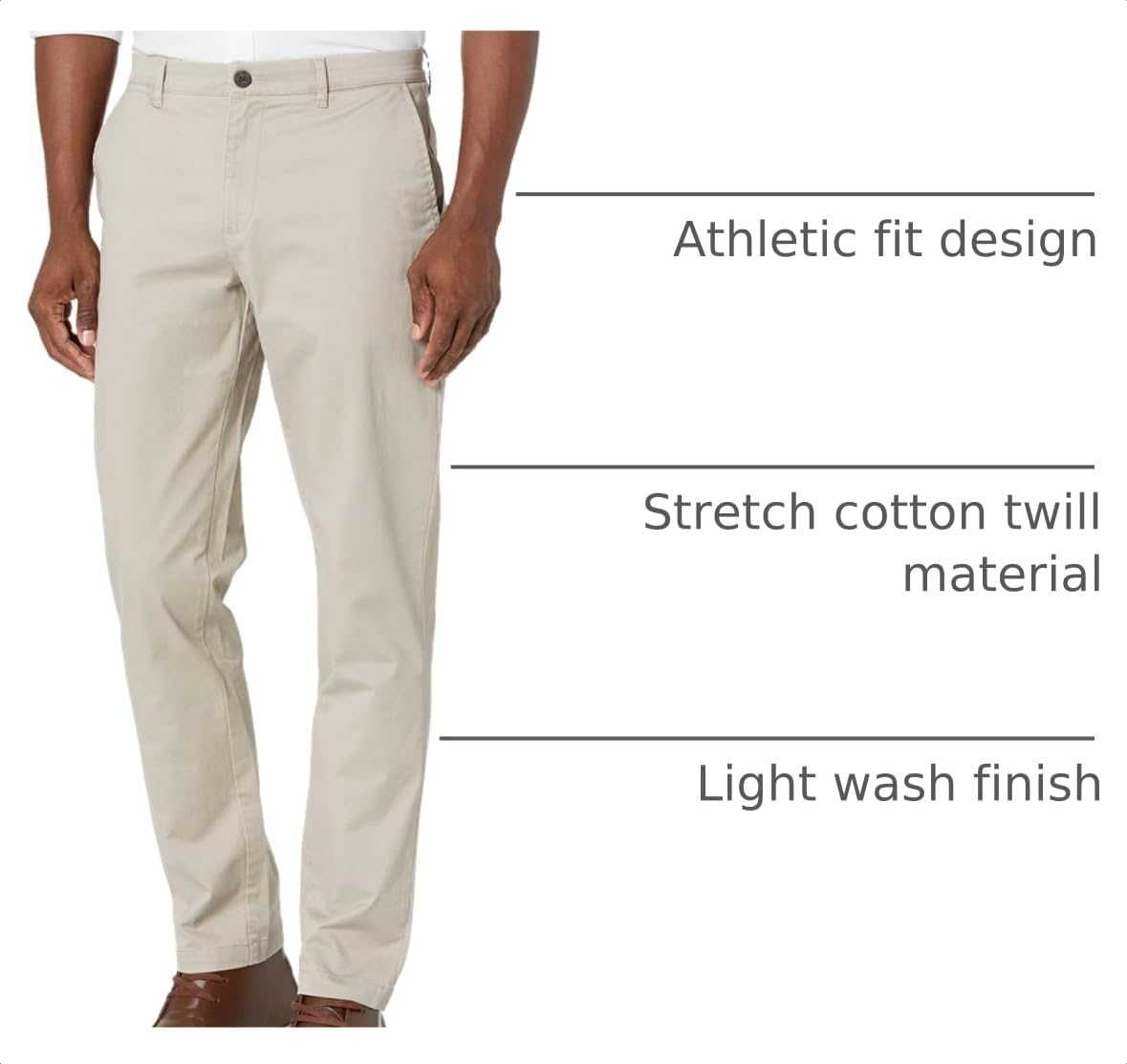 Amazon Essentials Men's Athletic-Fit Stretch Chino Pants, Casual Business Wear