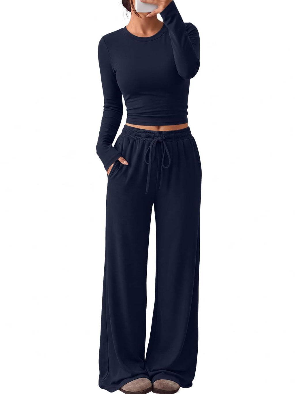 Trendy Queen Women's 2 Piece 2026 Fall Fashion Lounge Set with Pockets