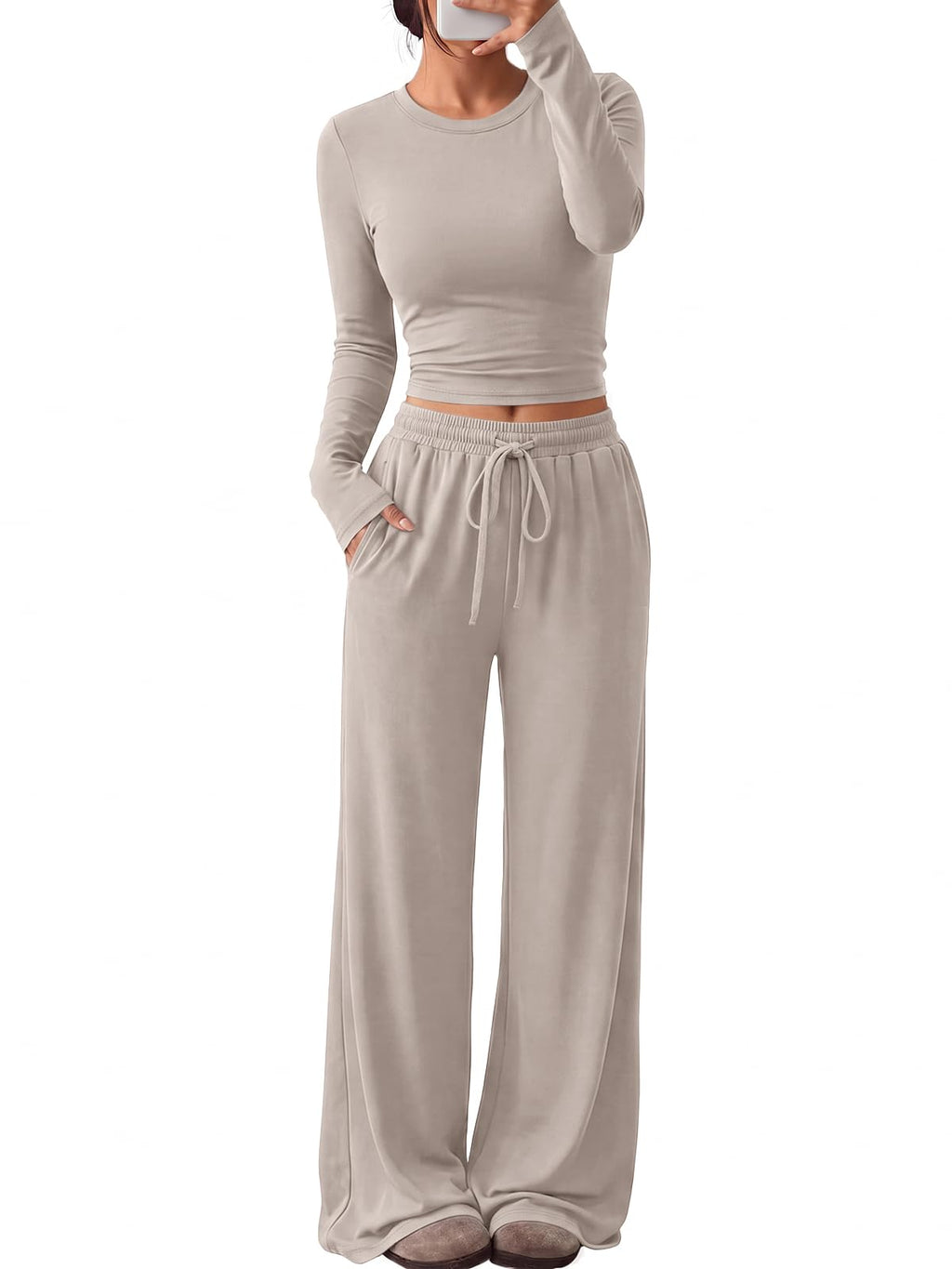 Trendy Queen Women's 2 Piece 2026 Fall Fashion Lounge Set with Pockets