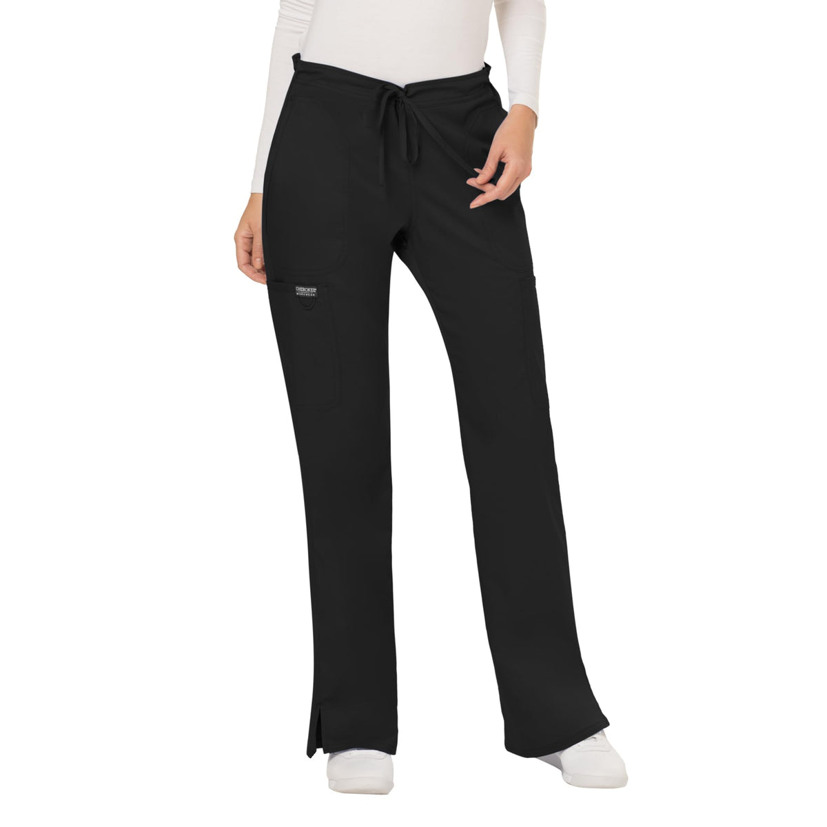 Cherokee Scrub Pants for Women Mid Rise Flare Yoga Scrubs Pant, 2-Way Stretch Drawstring Medical Bottoms, 5 Pockets-WW120