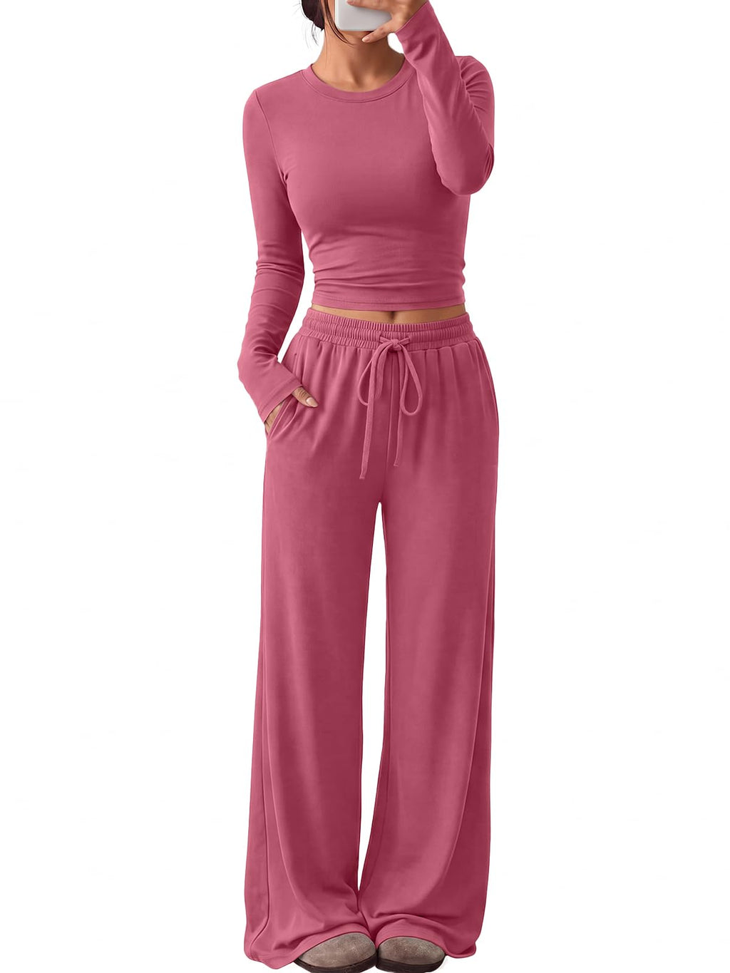 Trendy Queen Women's 2 Piece 2026 Fall Fashion Lounge Set with Pockets