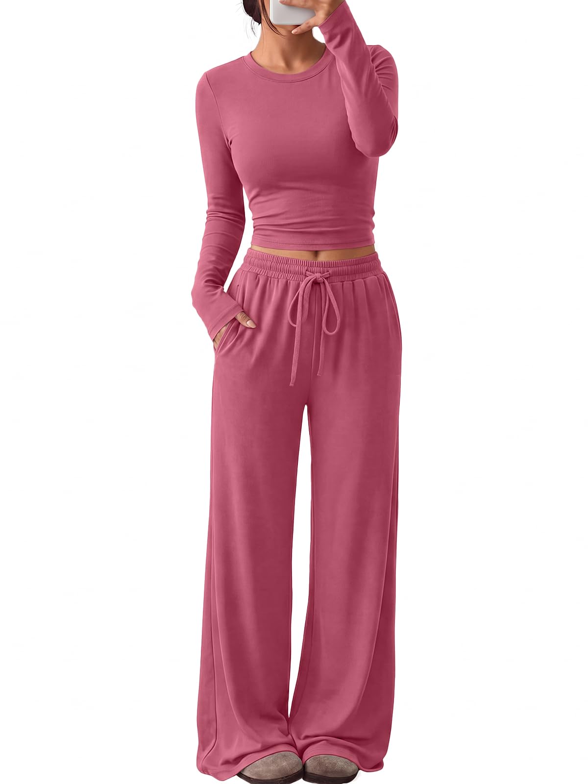 Trendy Queen Women's 2 Piece 2026 Fall Fashion Lounge Set with Pockets