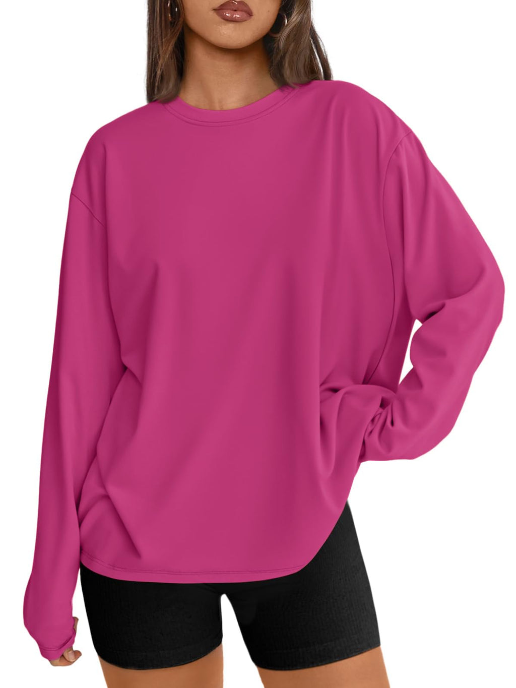 Trendy Queen Womens Oversized Long Sleeve Shirts Fall Tops 2026 Basic Tees