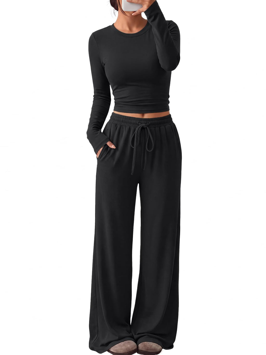 Trendy Queen Women's 2 Piece 2026 Fall Fashion Lounge Set with Pockets