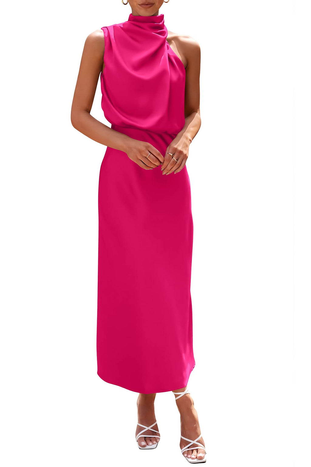 PRETTYGARDEN Women's Summer Satin Maxi Cocktail Dress