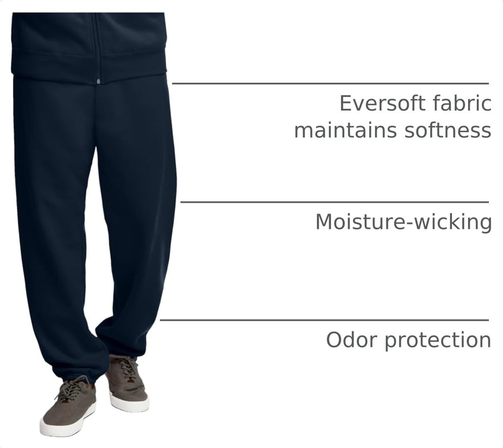 Fruit of the Loom Eversoft Fleece Elastic Bottom Sweatpants with Pockets, Relaxed Fit, Moisture Wicking, Breathable