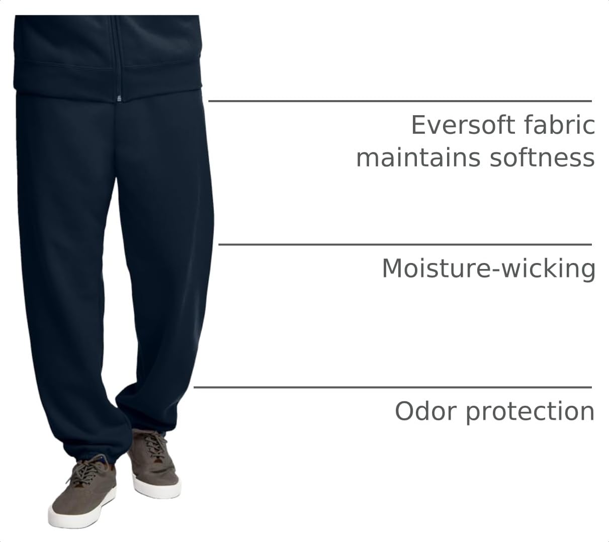 Fruit of the Loom Eversoft Fleece Elastic Bottom Sweatpants with Pockets, Relaxed Fit, Moisture Wicking, Breathable