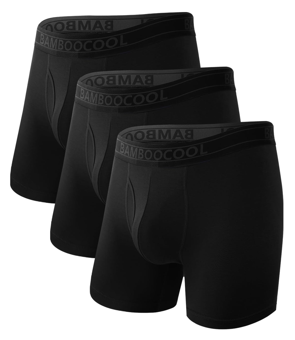 BAMBOO COOL Men's Underwear Breathable Boxer Briefs with Fly Moisture-Wicking Lightweight Underwear 7-Pack