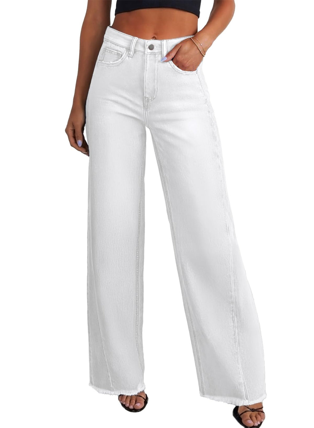 Sidefeel Women's Wide Leg Jeans High Waisted Stretchy Denim Pants