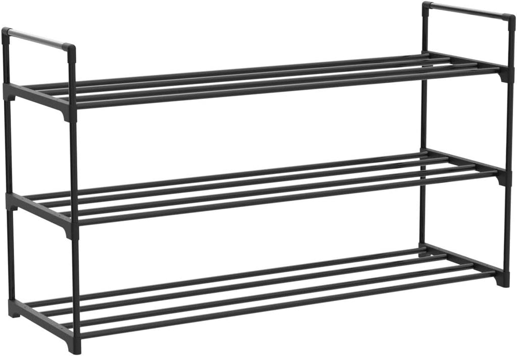 SONGMICS 3 Katlı Ayakkabı Rafı, Ayakkabı Saklama Düzenleyici, 2'li Set, Metal Saklama Rafı, 30 x 92 x 54 cm, Siyah Lsa06Bk