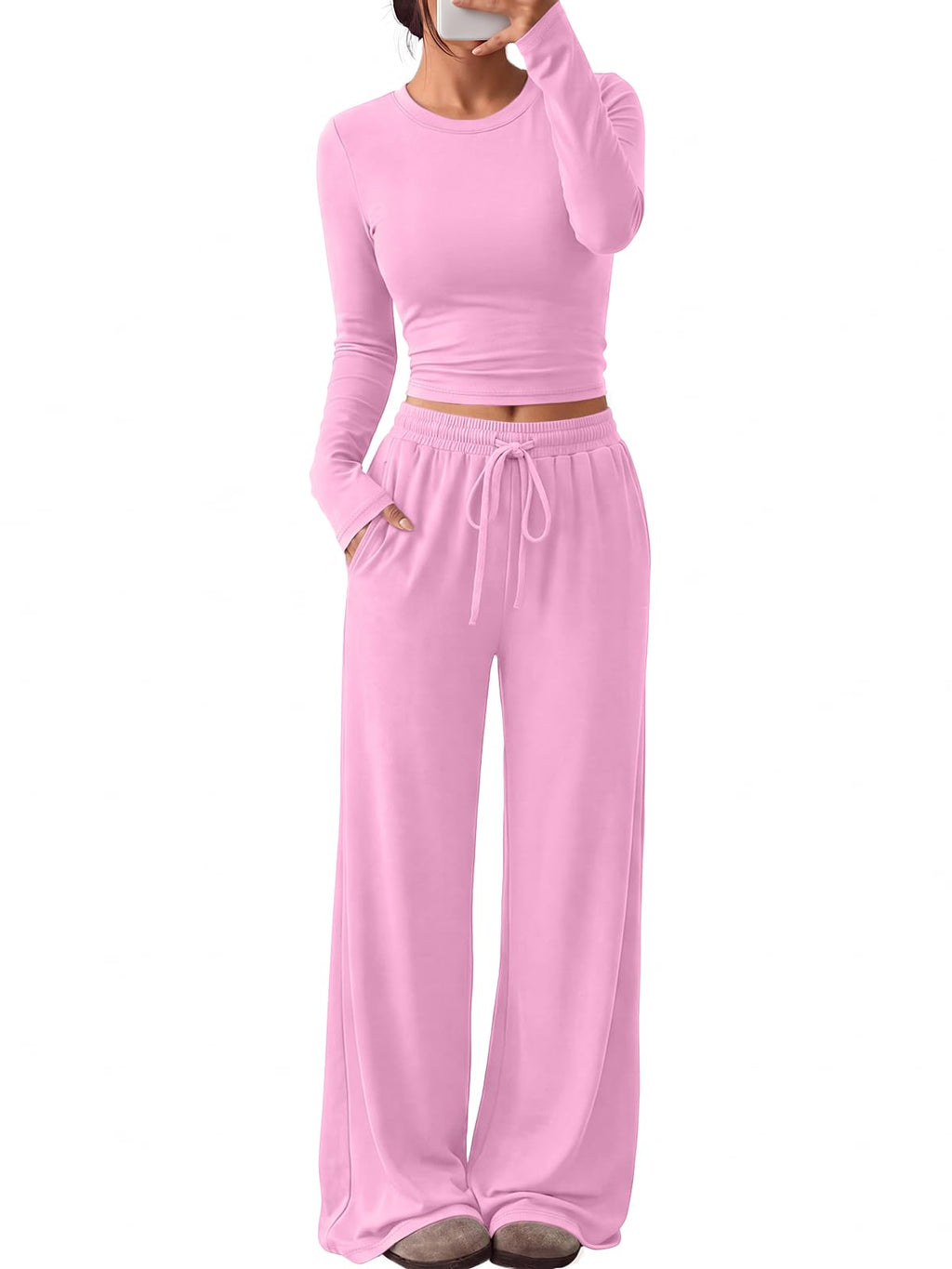 Trendy Queen Women's 2 Piece 2026 Fall Fashion Lounge Set with Pockets
