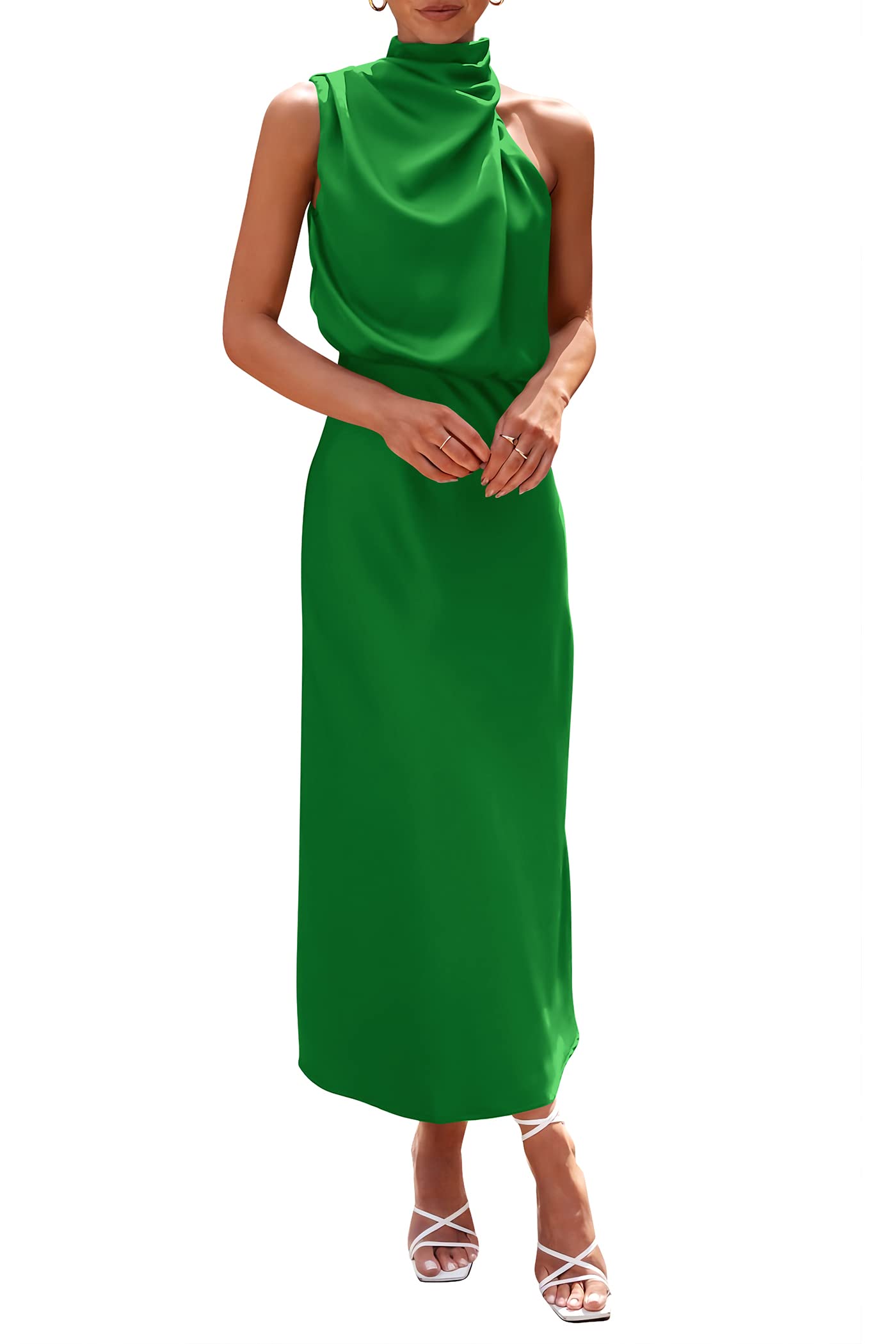PRETTYGARDEN Women's Summer Satin Maxi Cocktail Dress
