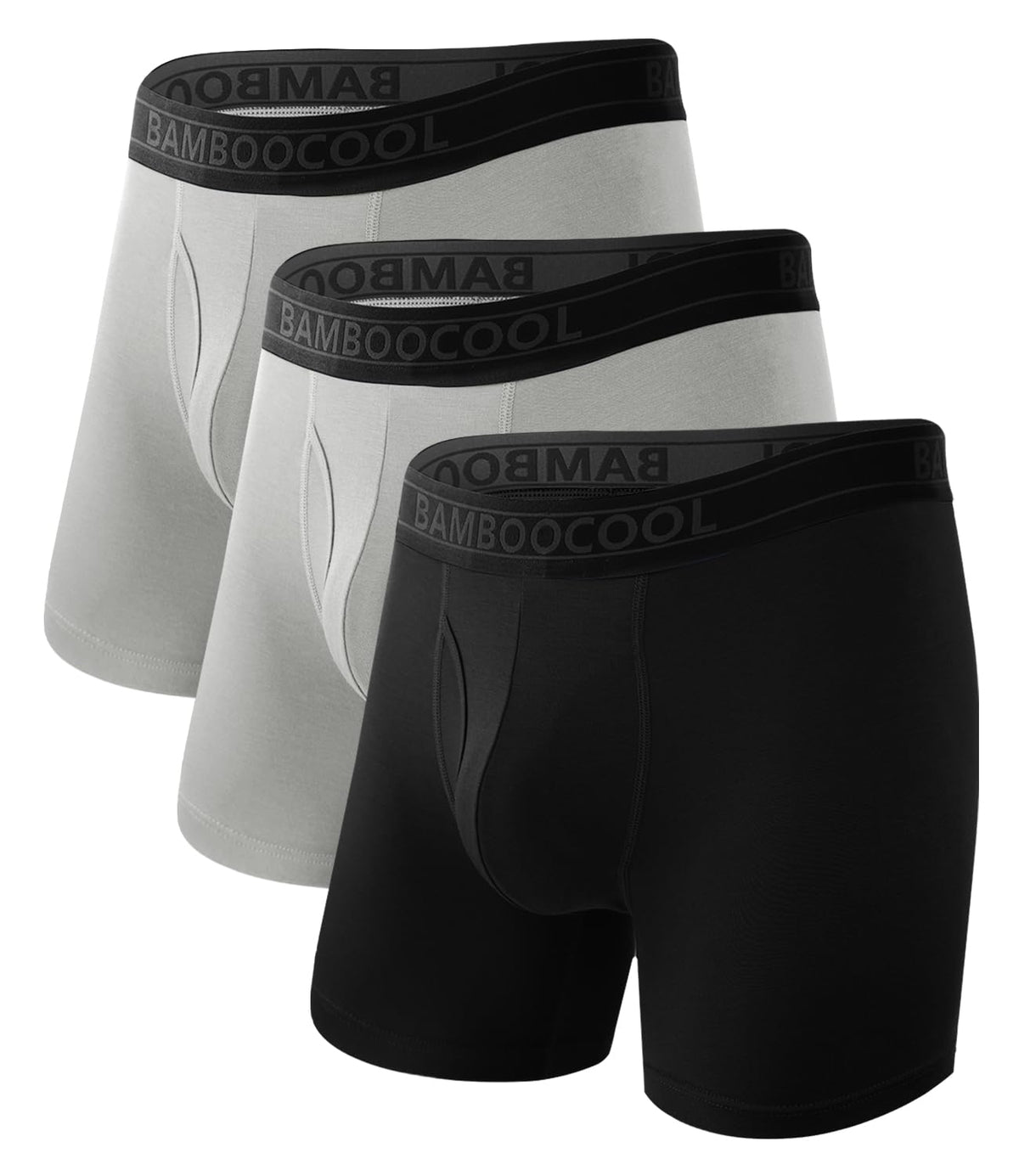 BAMBOO COOL Men's Underwear Breathable Boxer Briefs with Fly Moisture-Wicking Lightweight Underwear 7-Pack